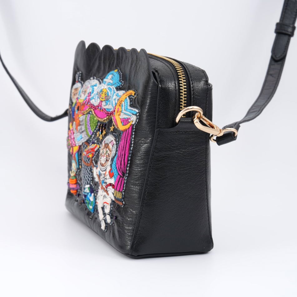 スカラップショルダーバッグ Space trip(black) | tamaobazaaar