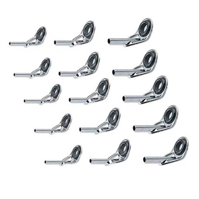 YFFSFDC トップガイド 15個セット ロッドガイドステレンス 釣り竿穂先 交換 修理キット ロッドの修理 0.9mm、1.2mm、1.4mm… (A)