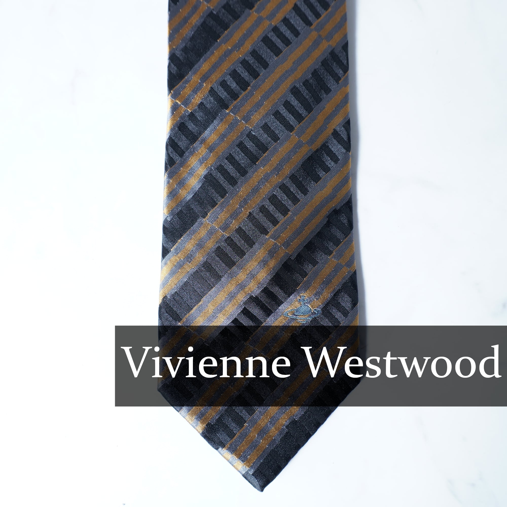 Vivienne Westwood ネクタイ花柄 オーブロゴ ジャカードブラック