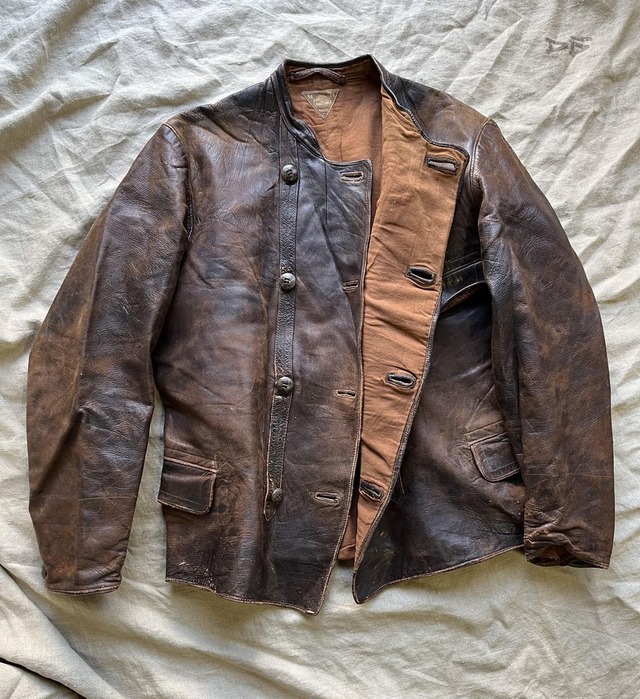 Vintage 1930's-40's Swedish Work leather jacket　