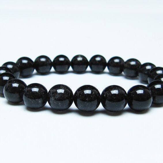 ブラックルチルクォーツ ブレスレット 10mm ブラックトルマリン トルマリネイテッドクォーツ 一点物 メール便可 [M便 1/10] 111-47094