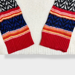 【SWELL】柄ニット セーター デザインニット アクリル ウール 薄手 ラグランスリーブ M相当 US古着