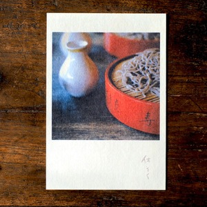 写真と詩のポストカード７「休そく」木曽の蕎麦屋　伊勢和紙芭蕉紙