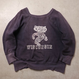 1960s  Sweatshirts  WISCONSIN  カラーフロッキー  ナス紺　R245