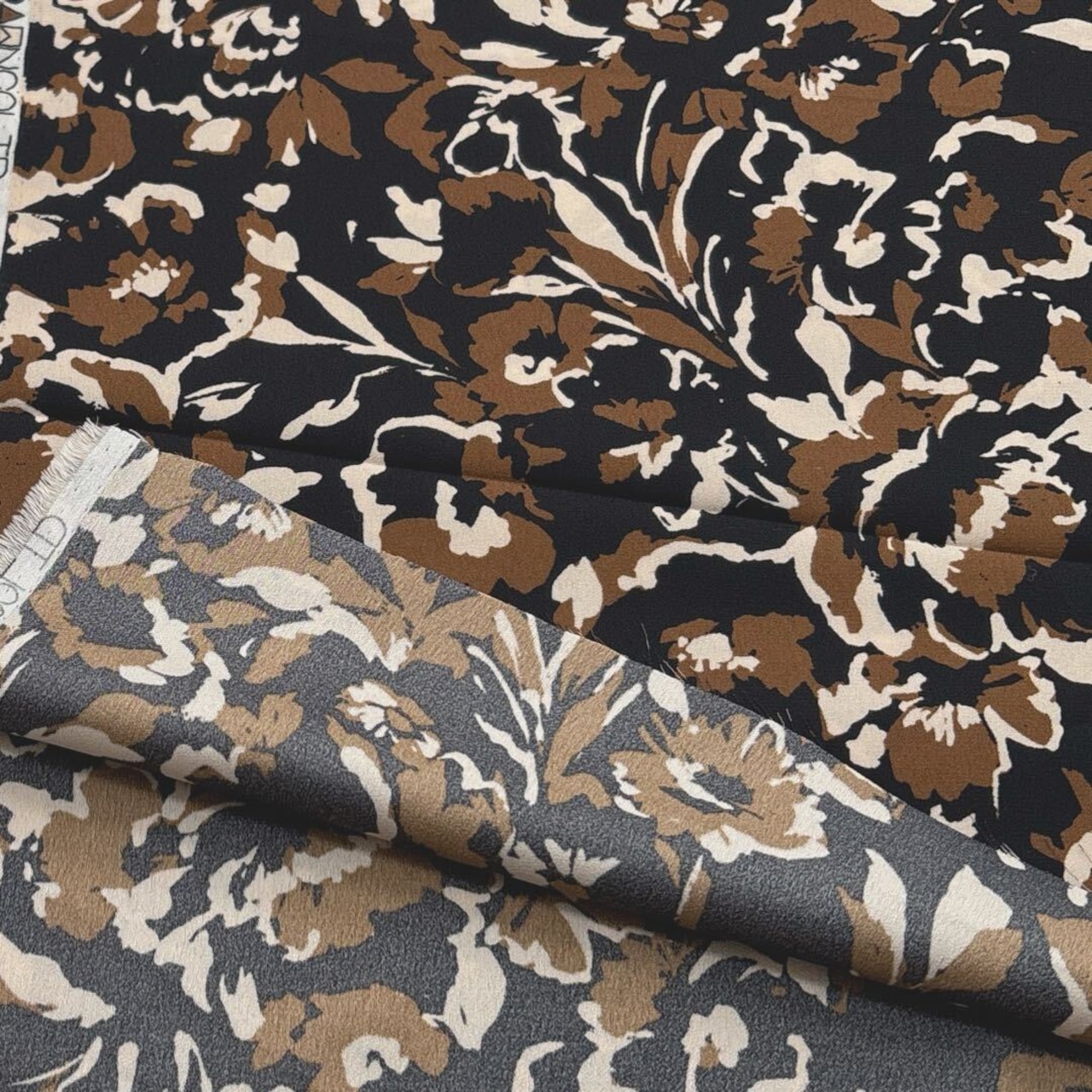 TC057◆3m◆L◆ポリエステル100%ジョーゼット生地◆ブラック×ベージュ×ブラウン