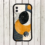 受注生産 iPhoneケース 黒い惑星と黄土色のモダン星図｜惑星モチーフ STAR012D