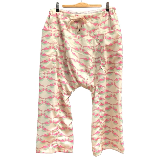 Sabaai Pants「 bird white 」 - 7分丈　サバーイパンツ 「 バード 白 」