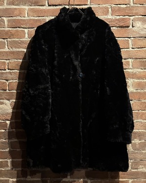 【Caka act3】Black Color Vintage Faux Fur Coat