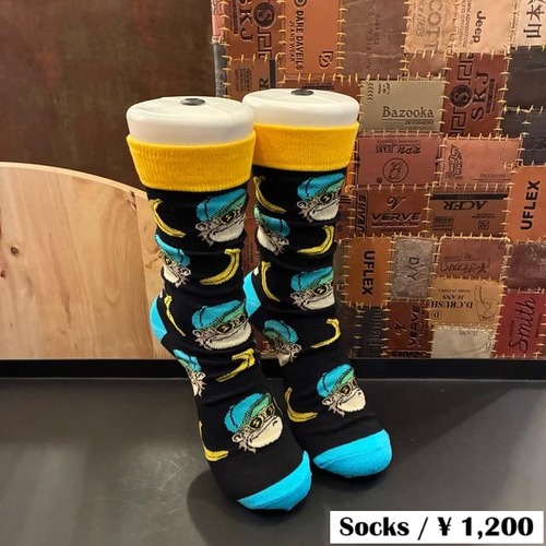TOPANGA SOCKS Lady's　Art Socks Funky Monkey Black