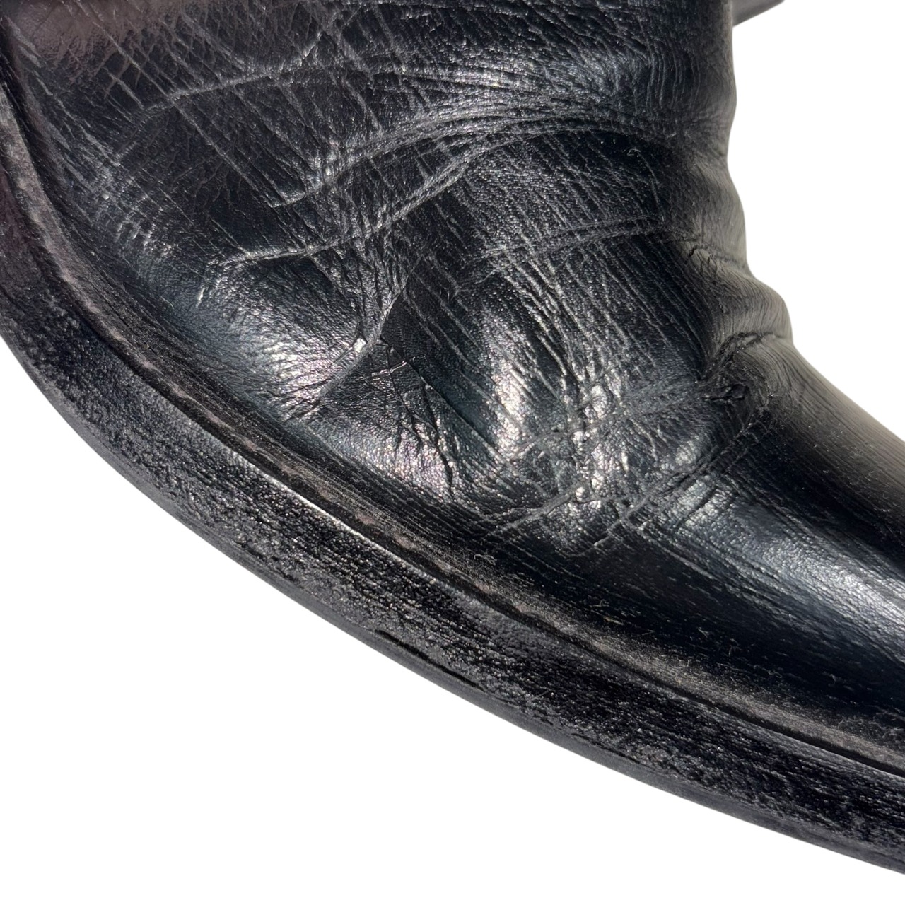 SAINT LAURENT PARIS black leather heel boots