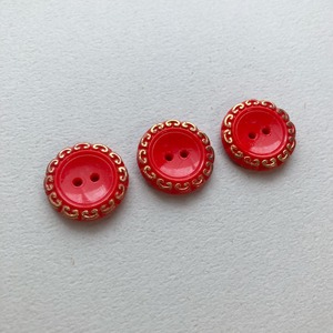 フランスヴィンテージ ゴールド縁赤ガラスボタン