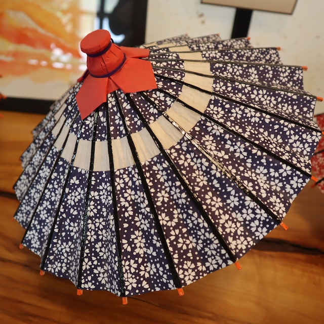花巻傘　手作りミニ傘 (台付) 　赤・青２色