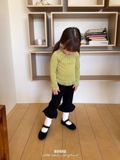 韓国子供服 / BANANA J / 26Autumn / レース ボーダーTシャツ / 秋服 / キッズ *XS~JS*