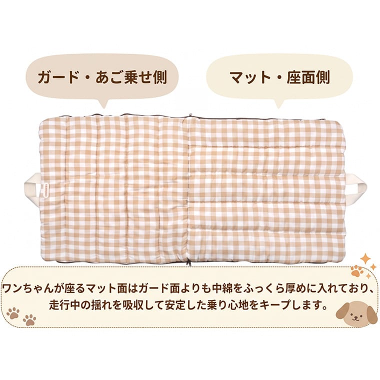 コンボペットカートクッション ( ウォーマー・マット兼用 )　/ 犬 カート クッション あご乗せ ペット用カート 洗える リバーシブル ウォーマー マット 持ち運び 両面 フリース オールシーズン 暖かい 一体型 韓国ブランド