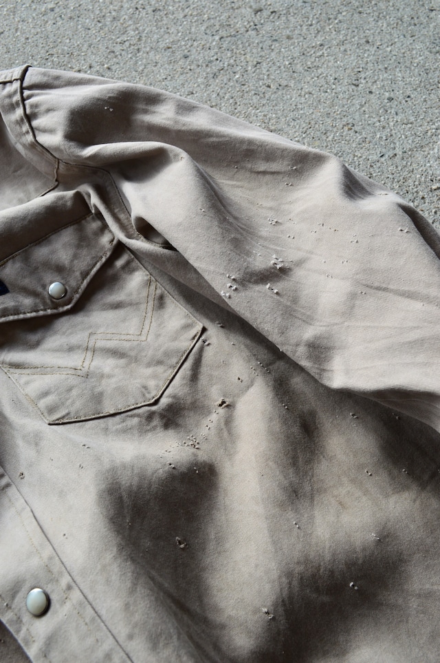 US Wrangler 1990's-00s Heavy Twill Western Snap Work Shirt Hard Vintage Condition Beige L USラングラー 90s ワークシャツ