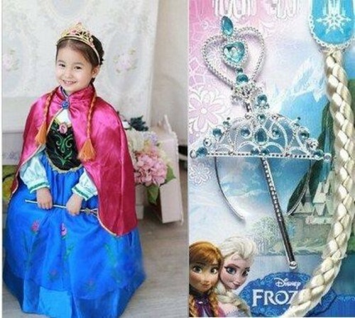 K3122B  ディズニー ♪ アナと雪の女王 アナ Anna 風 子供版　4点セット   風　コスプレ衣装  cosplay　コスチューム ハロウィン　イベント