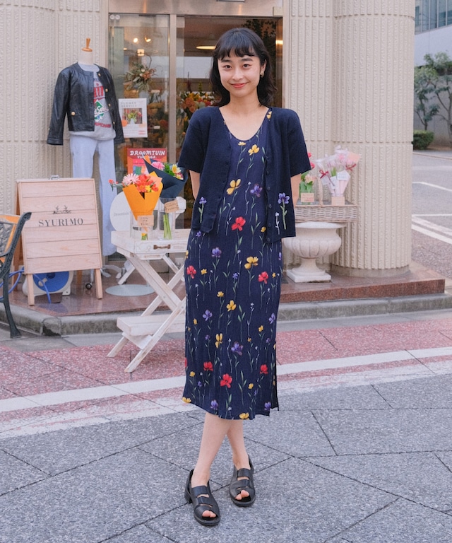 Flower navy cardigan