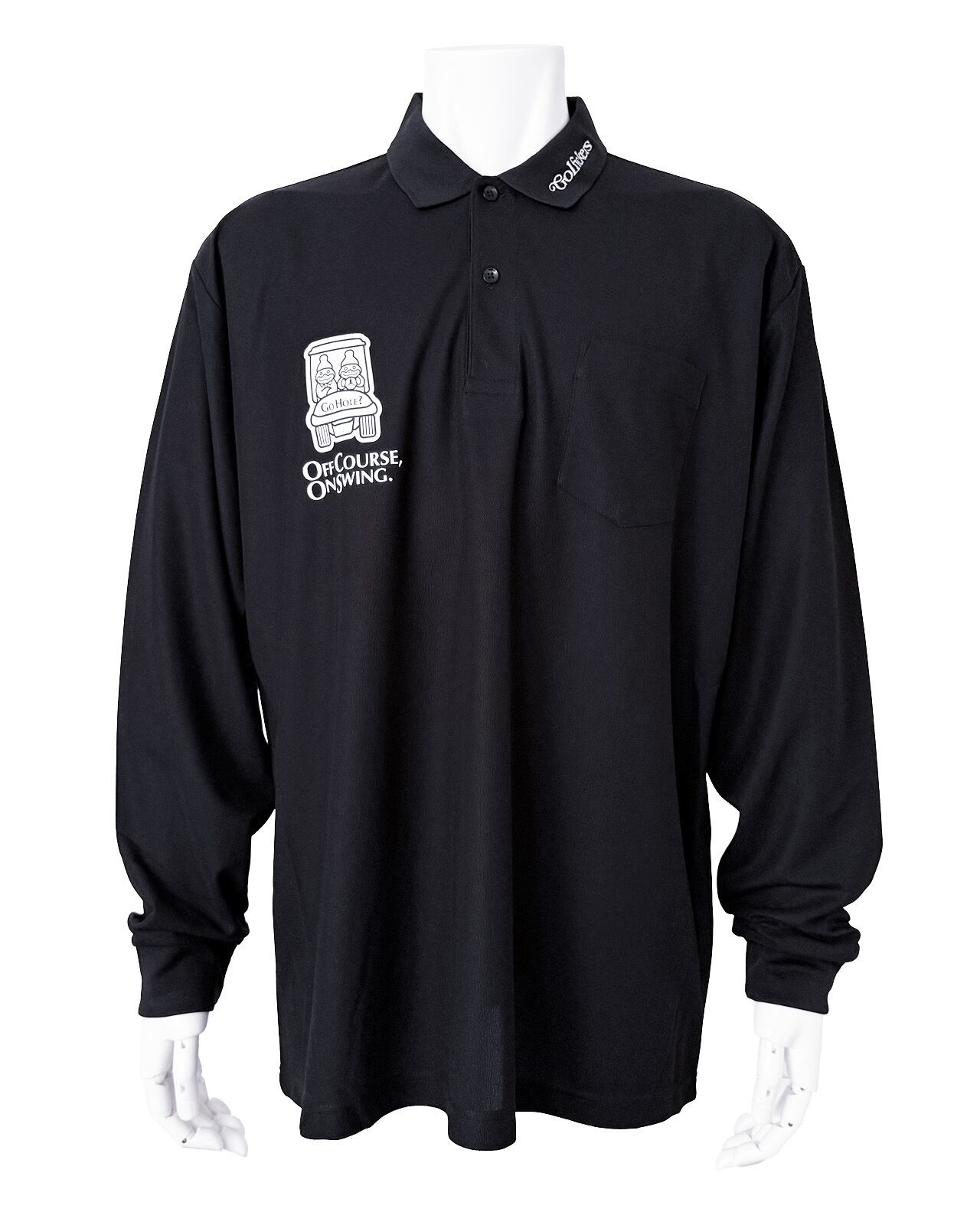 Golfickers 黒ポロシャツ GO HOLE? HOLE 598] Long Sleeve Polo -Black- ☆予約商品 | Golfickers