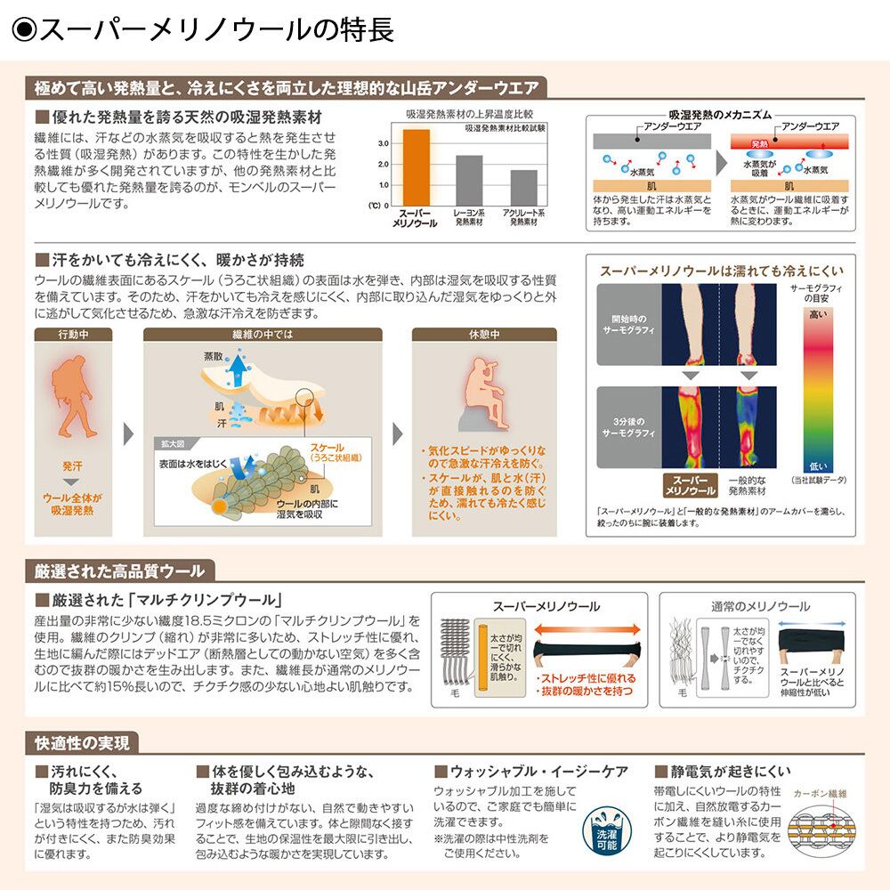 モンベル mont-bell スーパーメリノウールL.W.タイツMen's(1107667)ブラック(BK)