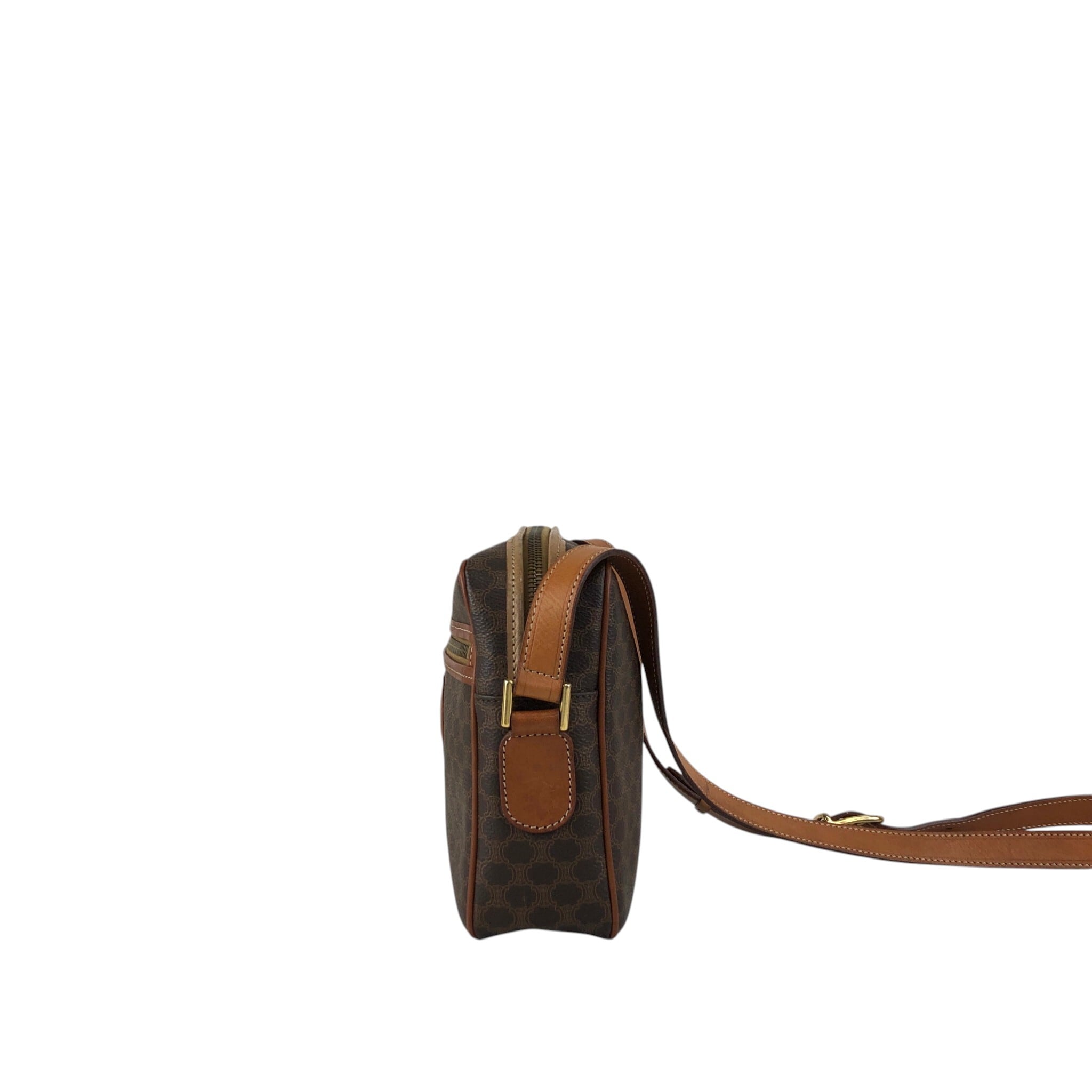CELINE セリーヌ マカダム ショルダーバッグ ブラウン ブラゾン型押し