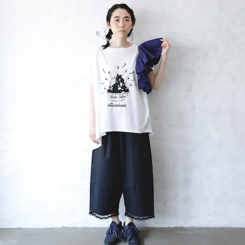 《michirico 2024SS》Typewriter Wide sarouel pants / black / S・M(大人)