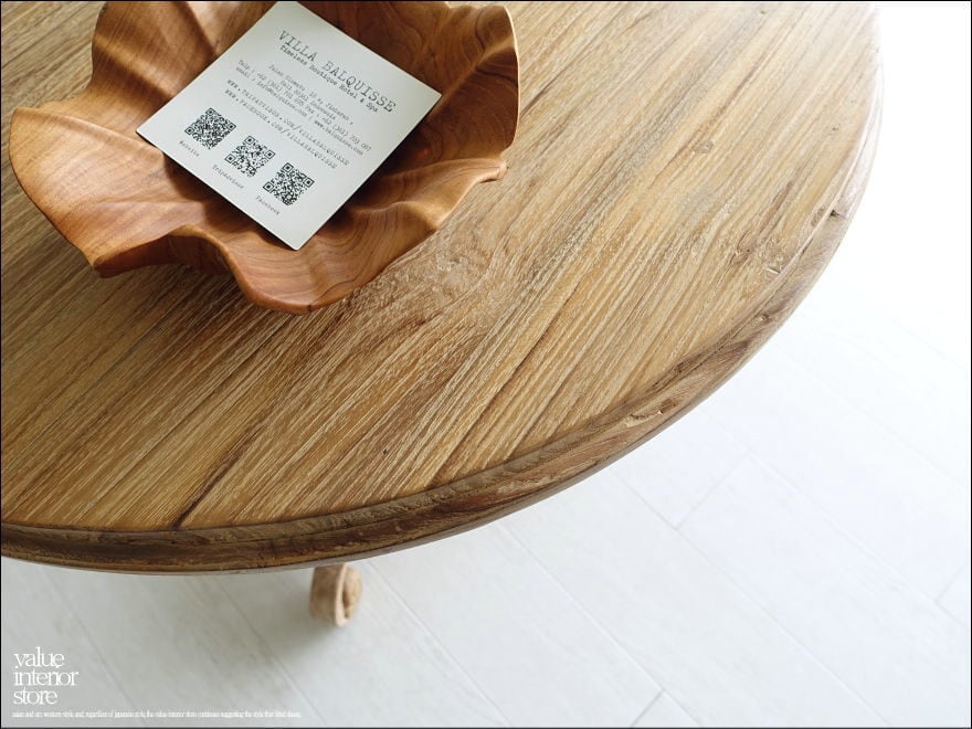 オールドチークチーク無垢材 丸テーブルCircle/Φ72cm サイドテーブル