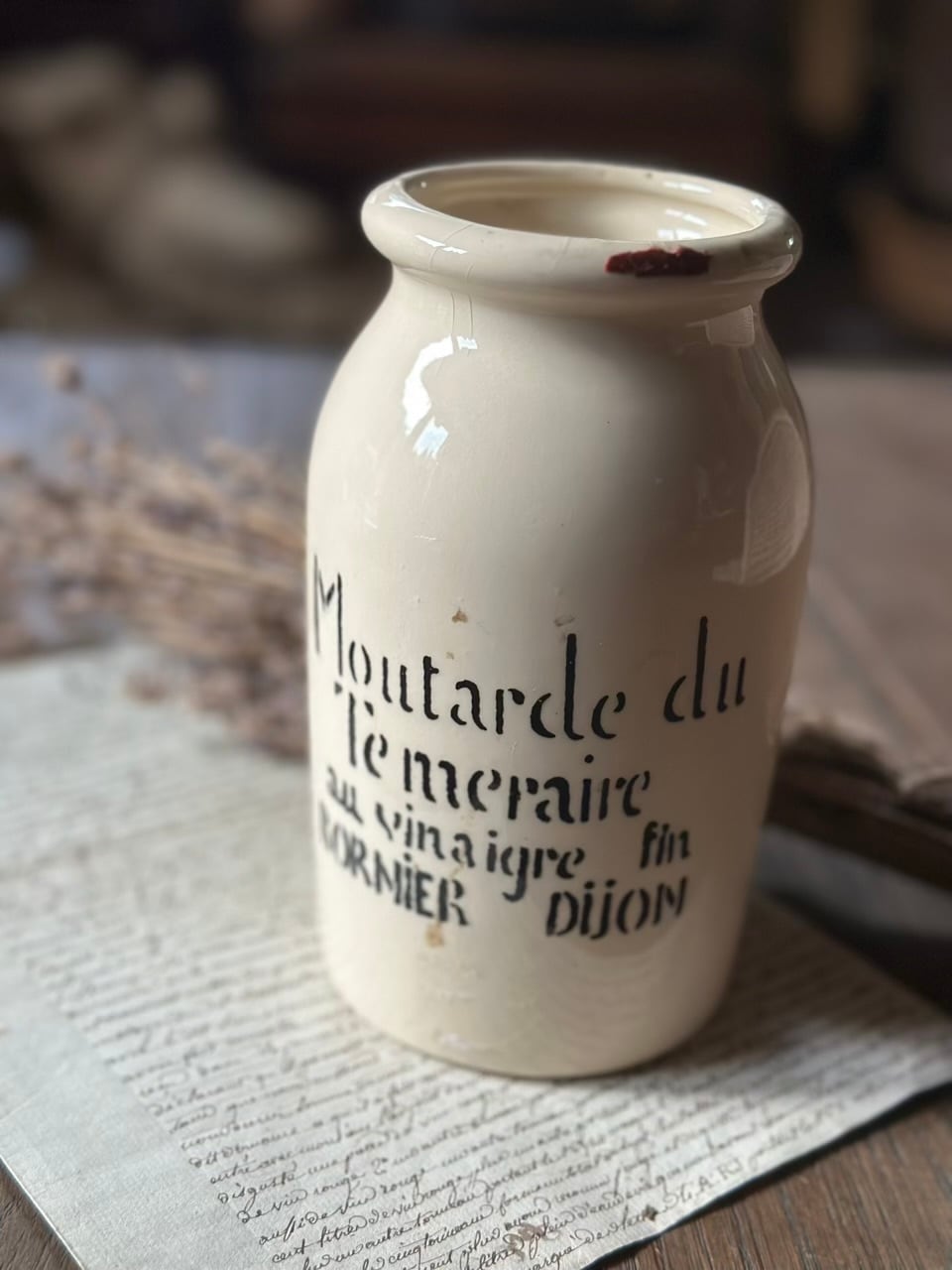 ディジョンマスタードの入れ物 陶器ポット | Brocante de La Cocotte
