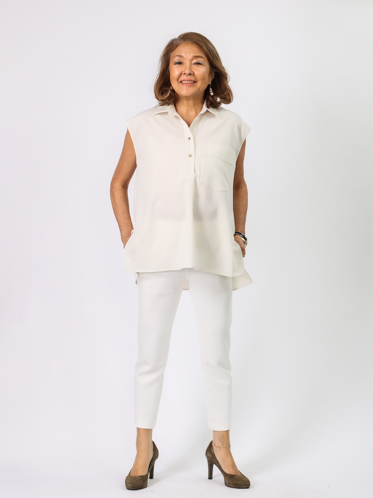 ノースリーブシャツブラウス(BEATRICE)