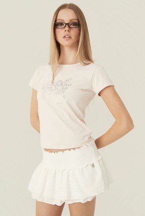 [threetimes] Pixel angel tee (pink) 正規品 韓国ブランド 韓国通販 韓国代行 韓国ファッション スリータイムズ three times 日本 店舗
