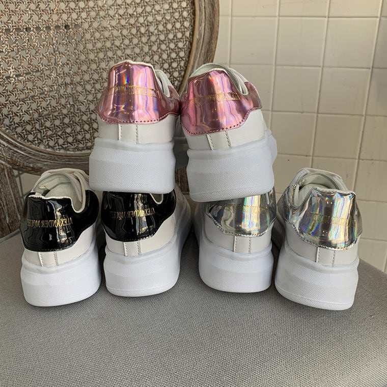 秋 冬 レディース 靴 くつ スニーカー きらきら ラメ 星 原宿系 黒 桃