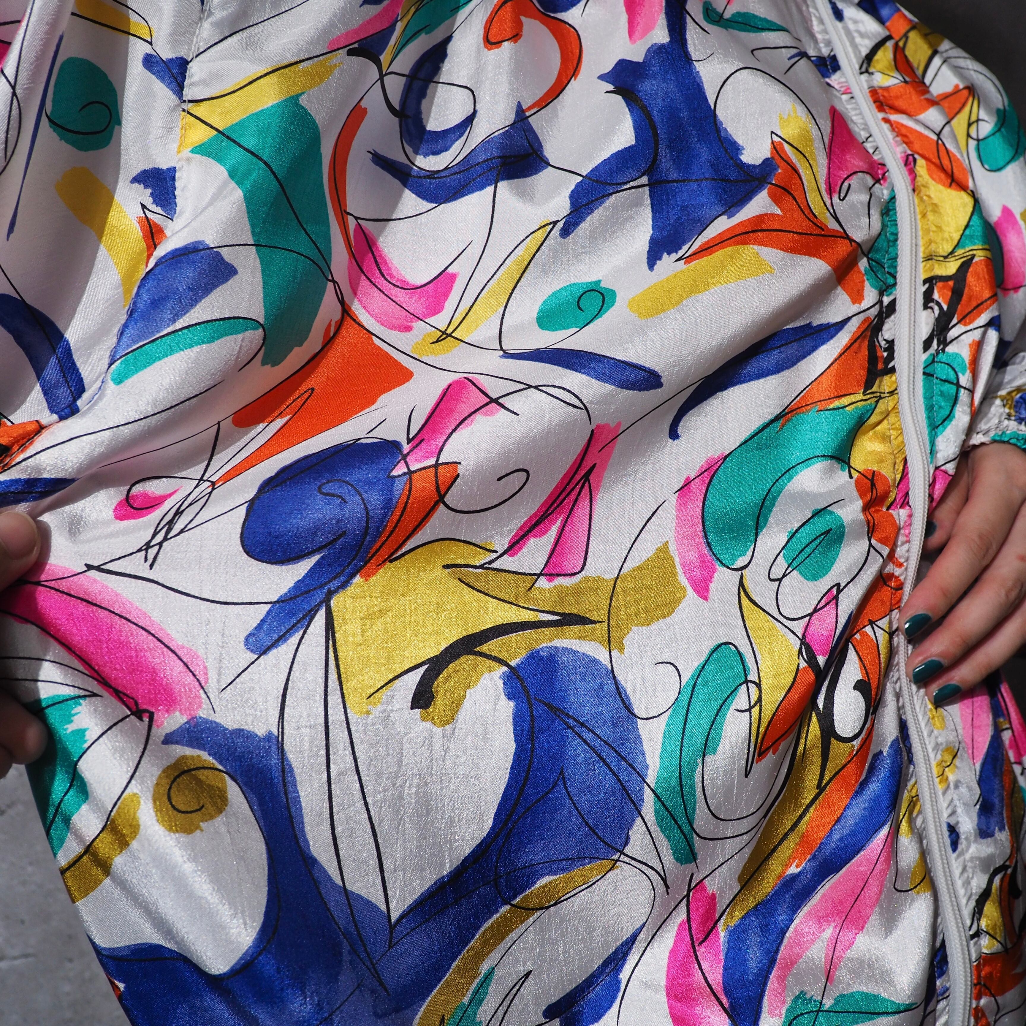 1990s Rainbow contemporary art line pattern design vintage l blouson