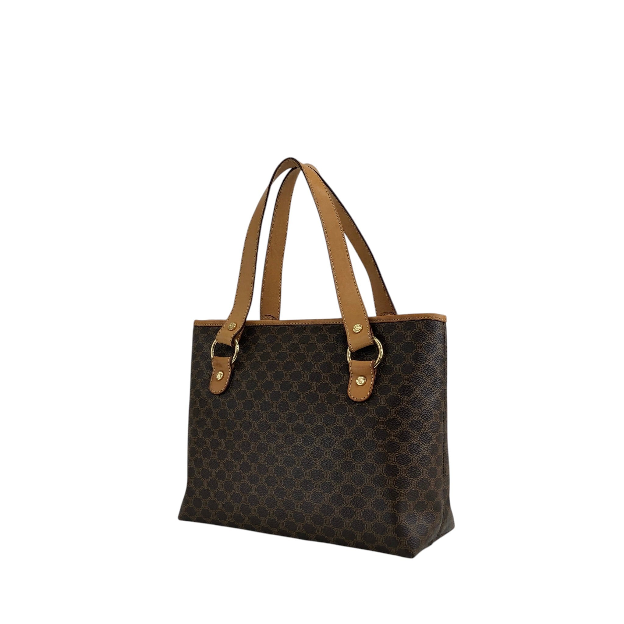 CELINE セリーヌ マカダム ハンドバッグ ブラウン PVC トートバッグ