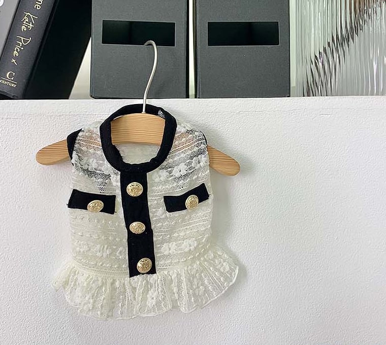 【SALE】cha see-through crop top XS ~ XL 2color / 犬服 春夏 新作 Tシャツ ドッグウェア ショート丈 シースルー 袖なし 小型犬 中型犬 クロップドトップス 涼しい お揃い シンプル