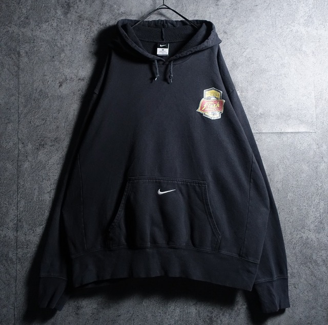 00s “NIKE” Black Center Swoosh & Print Design Sweat Parka