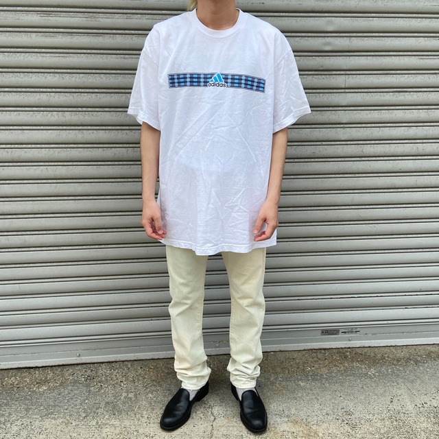 90s adidas 万国旗ロゴTシャツ　パフォーマンスロゴ　ホワイトL