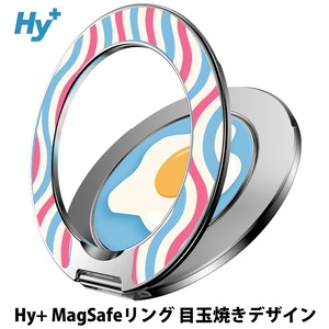 Hy+ MagSafe リング 目玉焼きデザイン スマホリング 両面マグネット式 スタンド機能付き iPhone Android 対応 薄型 軽量 メタル素材 magsafe車載ホルダー対応 目玉焼き