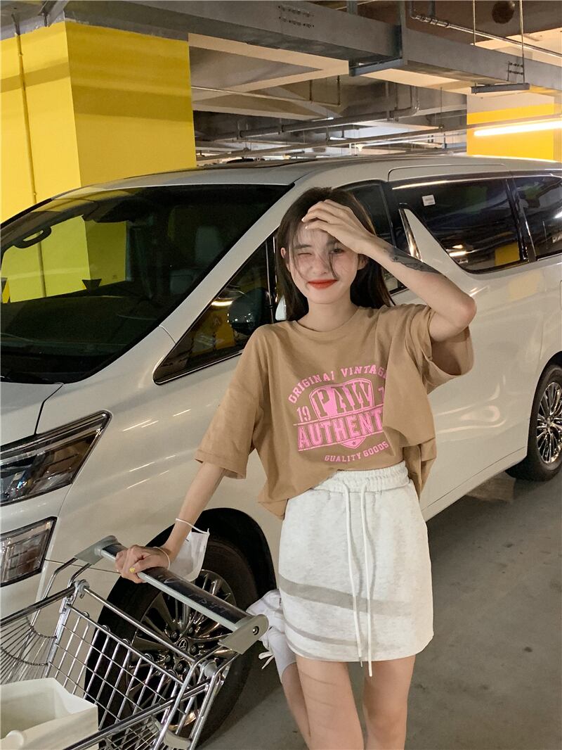 Tシャツ サマールーズ薄手カーキトップス 夏物 ブラックストロベリース23614974647