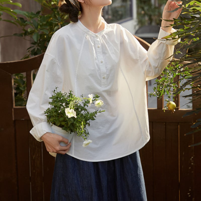 スタンドカラーロングスリーブシャツ M1204