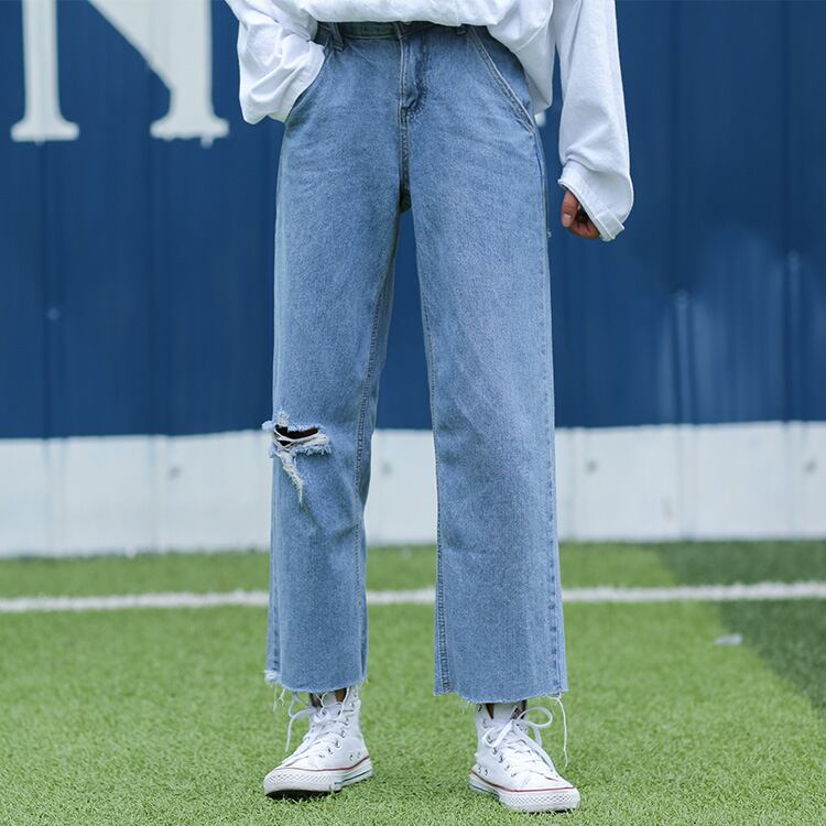 ダメージカットオフデニム