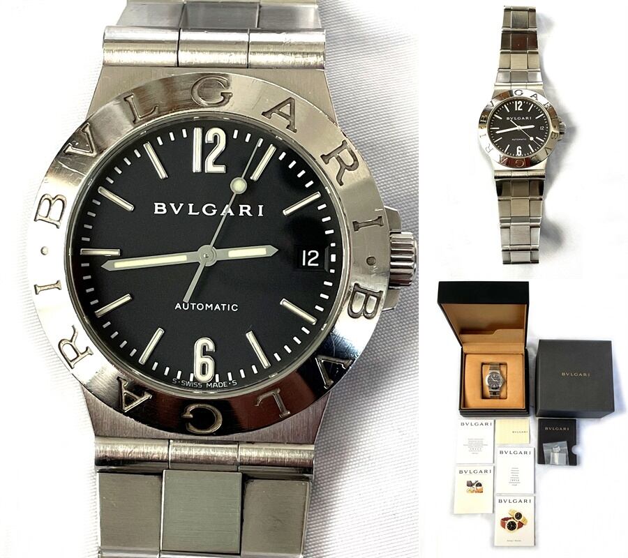 BVLGARI ブルガリ LCV35S ディアゴノ ブラックダイヤル SS オートマ デイト 自動巻き メンズ