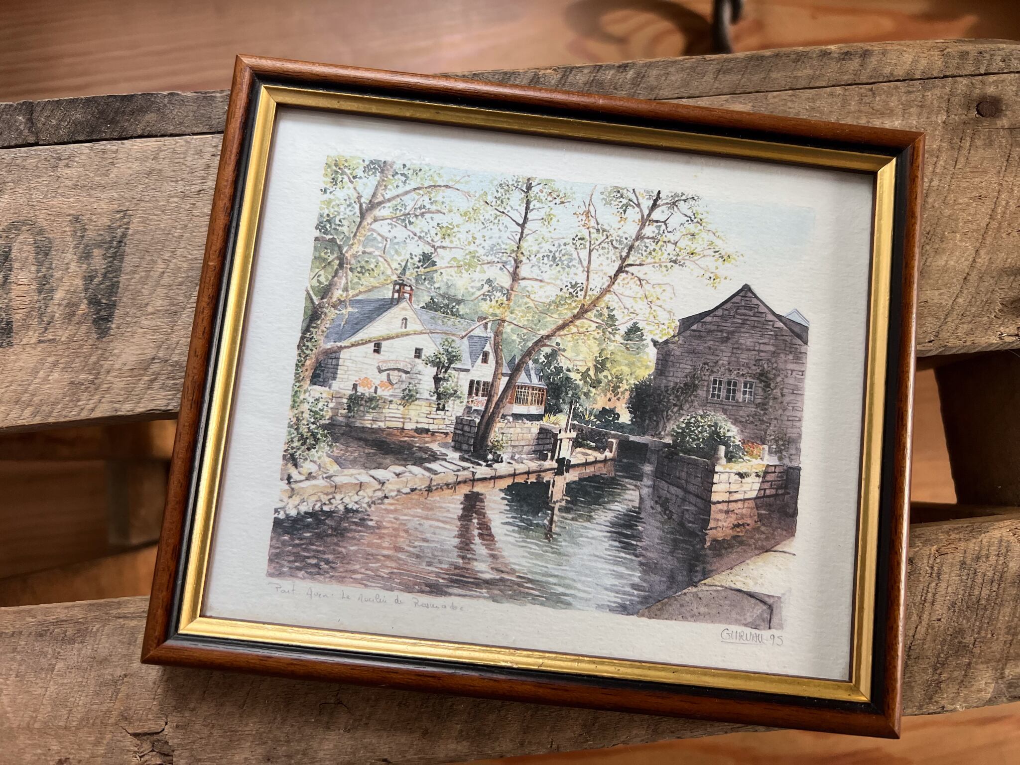 フランスの風景画が入った小さな額（B） フレンチアンティーク ブロカント