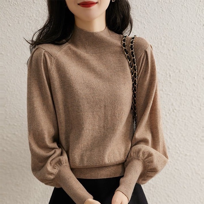 high neck balloon sleeve knit TB-TO-0514