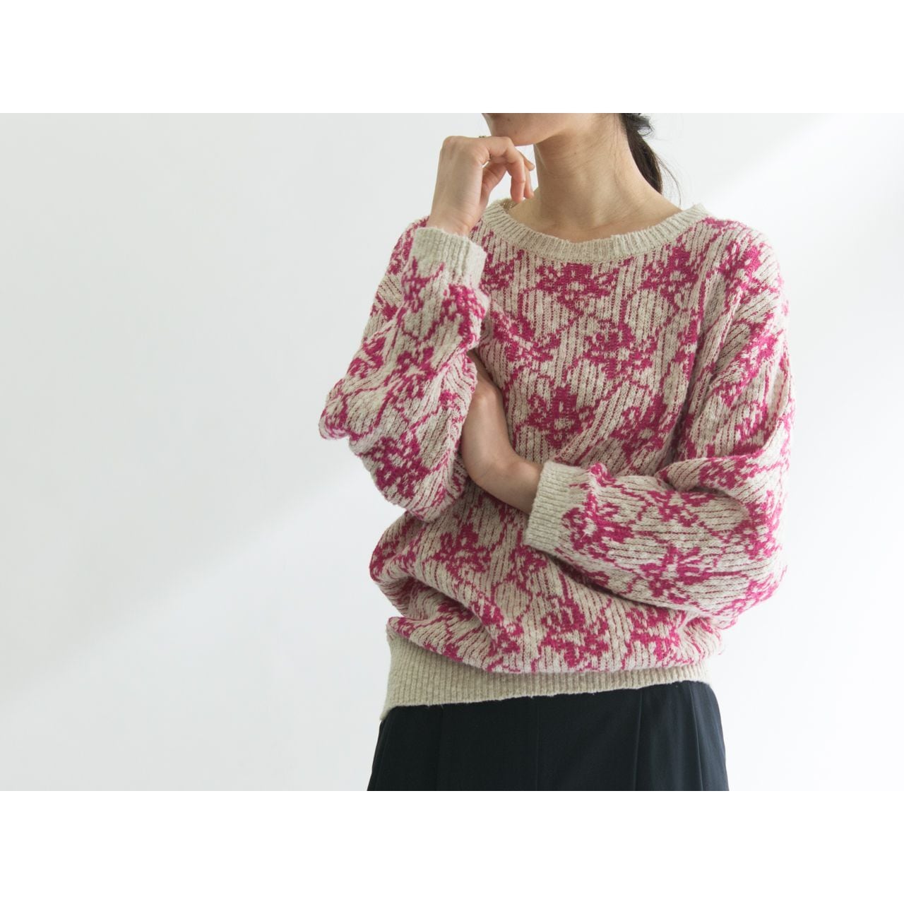 【JAEGER】Made in Great Britain cotton-linen knit pullover（イエーガー イギリス製コットンリネンニットプルオーバー）4a