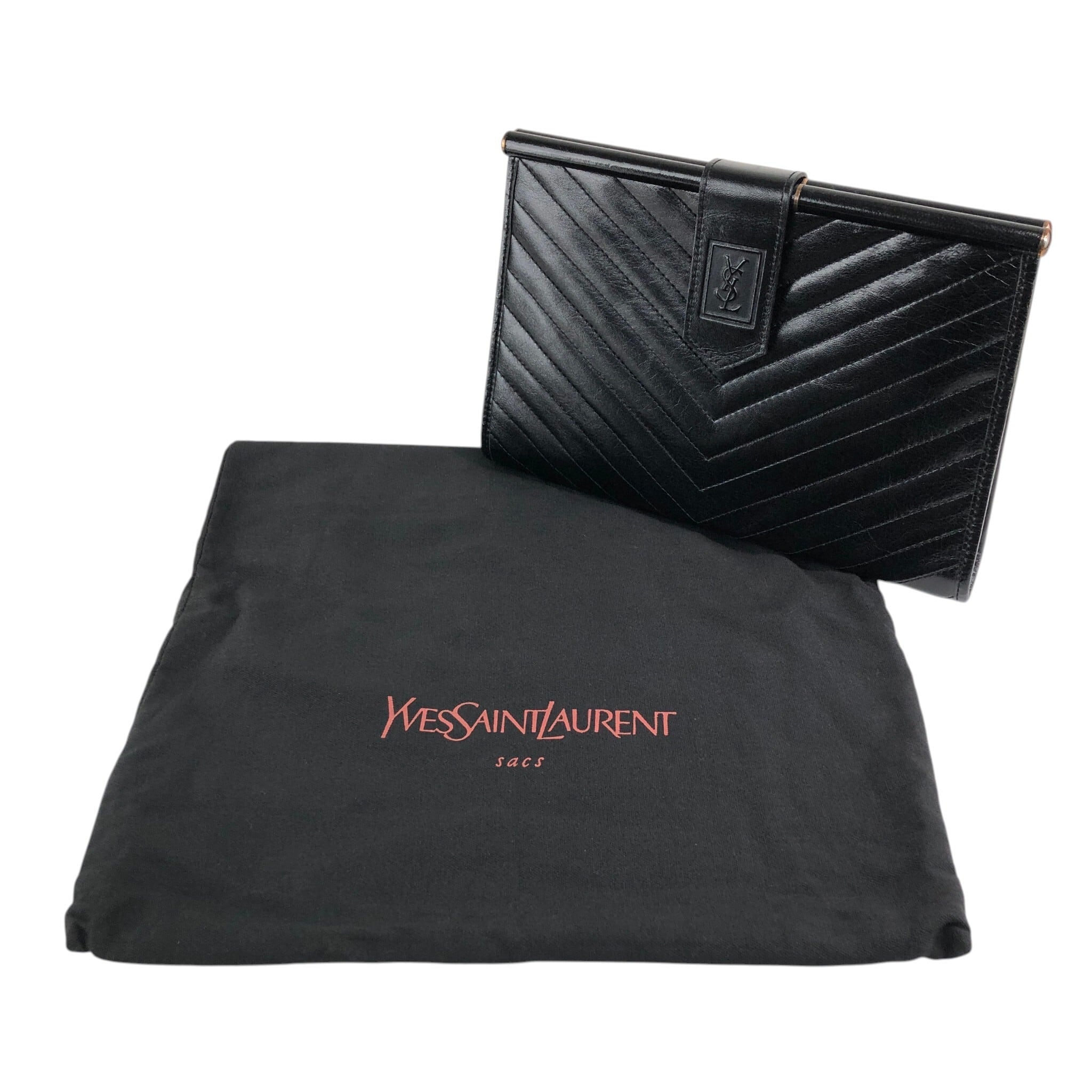 Yves Saint Laurent ヴィンテージクラッチバッグ Yves Saint Laurent イヴ・サンローラン クラッチバッグ ブラック YSL
