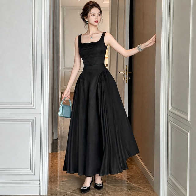 Square Neck Sleeveless Long Dress V3468