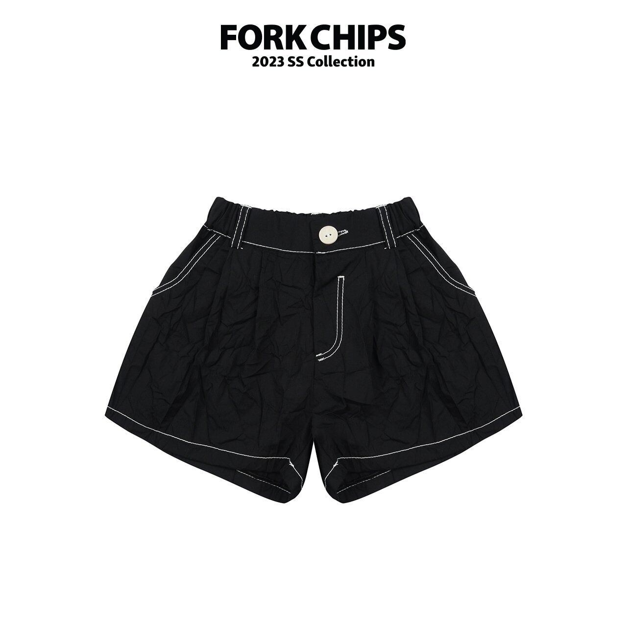 均一セール | ブラック 120【即納】fork|90-150cm|Wrinkle half slacks