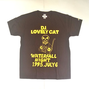 「DJ猫」レコードワッペン猫ツアーTシャツ 2022AW新色 ブラウン S/M/L WATERFALL限定商品