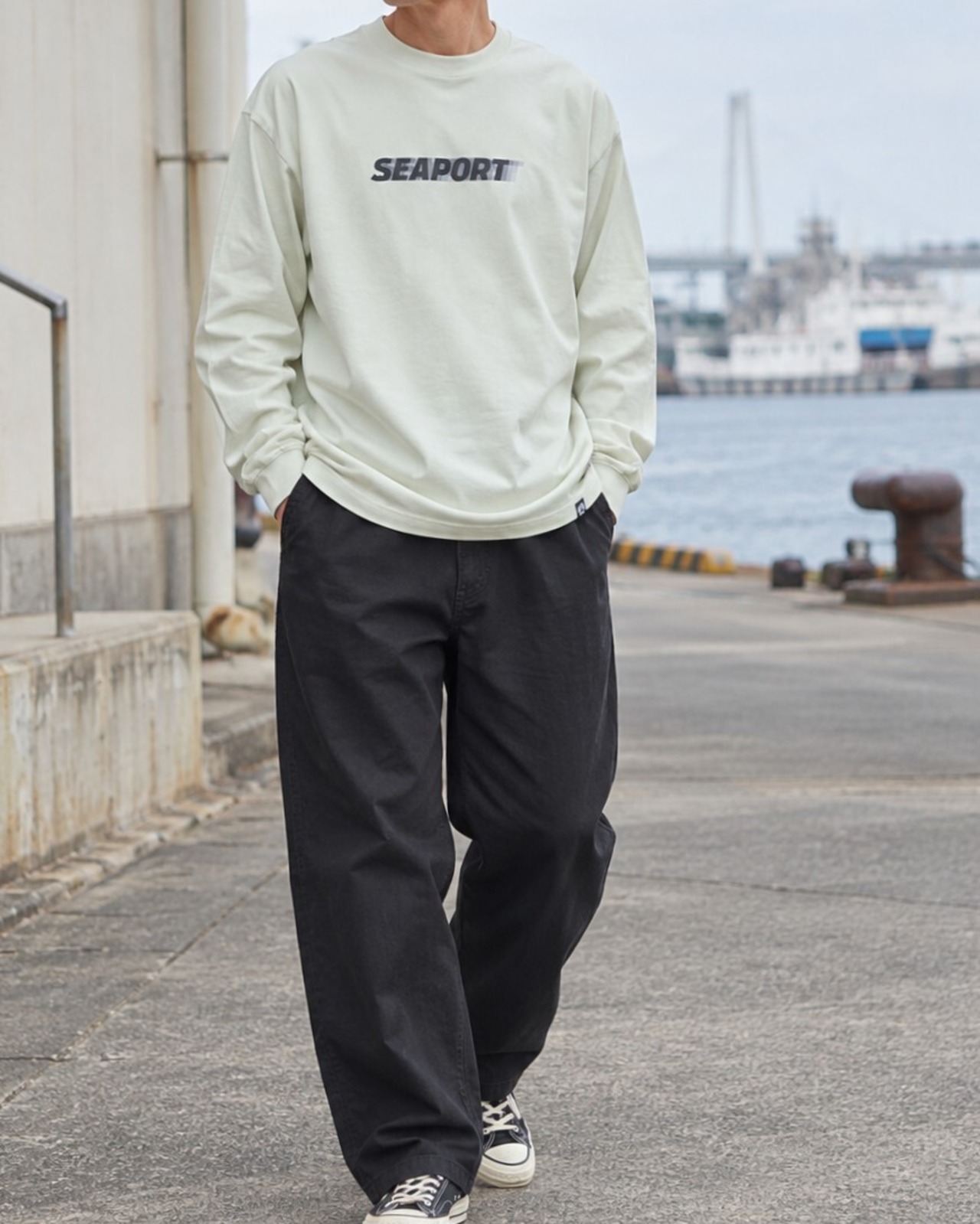 【THE ESSENTIAL LOGO L/S TEE】HARBOR GLOW（Pale Lime） 画像2