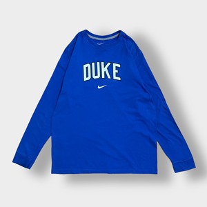 【NIKE】カレッジロゴ DUKE デューク大学 ロンT ロングTシャツ 長袖Tシャツ ロゴ プリント スウッシュ X-LARGE ビッグサイズ ブルー ナイキ US古着