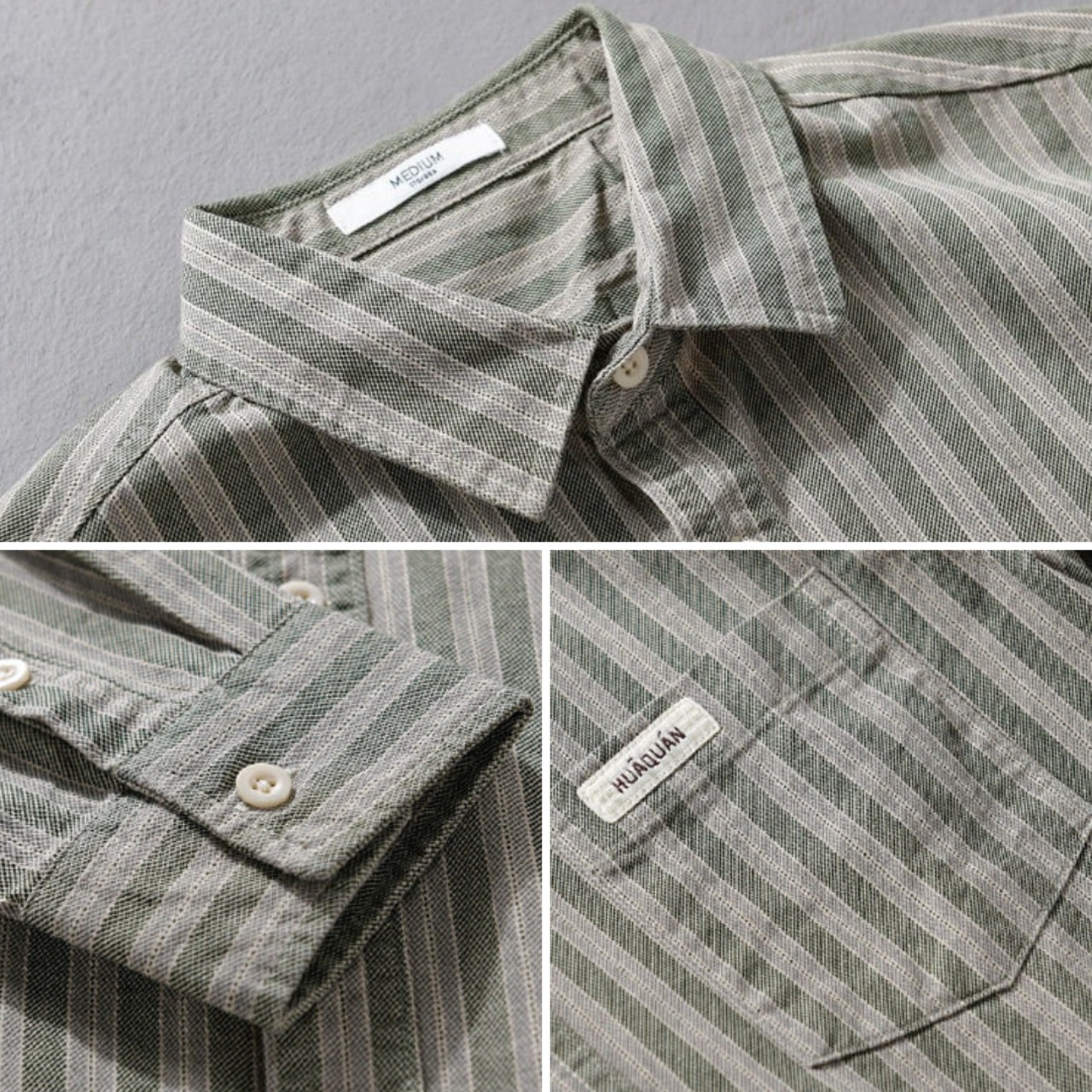 【M-3XL】Vintage Stripe Long Sleeve Shirt / ヴィンテージ ストライプ 長袖 シャツ